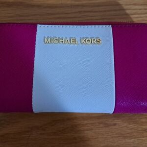 Michael Kors Pink and White Clutch